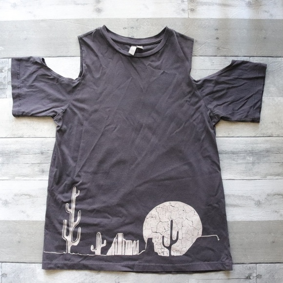 ASOS Tops - ASOS COLD SHOULDER GRAY GRAPHIC TEE SHIRT